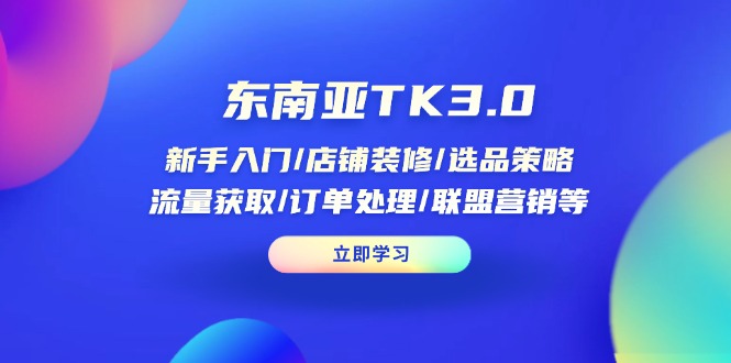 （14208期）东南亚TK3.0：新手入门/店铺装修/选品策略/流量获取/订单处理/联盟营销等|轻创终点站