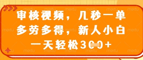 最新审核视频，几秒一单，多劳多得，新人小白一天轻松3张【揭秘】|轻创终点站
