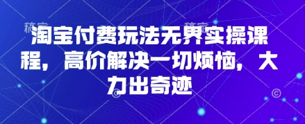 淘宝付费玩法无界实操课程，高价解决一切烦恼，大力出奇迹|轻创终点站