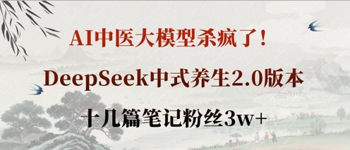 AI中医大模型杀疯了！DeepSeek中式养生2.0版本，十几篇笔记粉丝3w+|轻创终点站