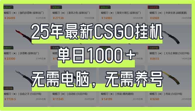 （14178期）25年最新CSGO挂机系统，单日1000+，无需电脑，无需养号，0基础可上手|轻创终点站