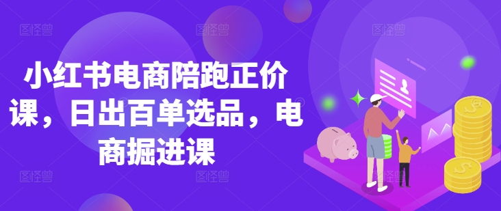 小红书电商陪跑正价课，小红书官方认证电商讲师教学，日出百单选品，电商掘进课|轻创终点站
