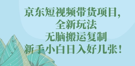 京东短视频带货项目，全新玩法，无脑搬运复制，新手小白日入好几张!|轻创终点站