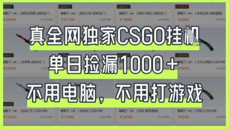 真全网独家CSGO挂G，单日捡漏1k+【揭秘】|轻创终点站