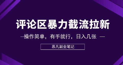 评论区暴力截流拉新：捡钱项目，操作简单，有手就行，日入几张|轻创终点站
