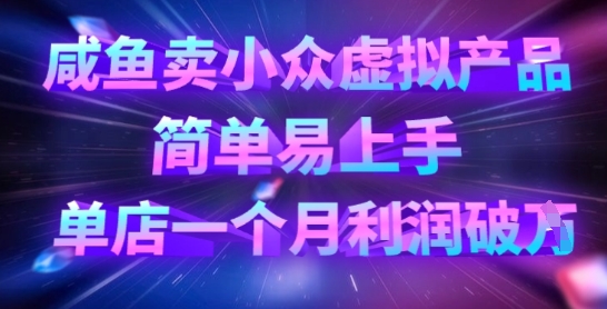 咸鱼卖小众虚拟产品，简单易上手，单店一个月利润破W|轻创终点站